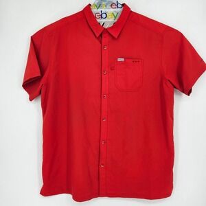 Columbia Shirt Mens XXL PFG Vented Fishing Omni Shade Button Up Short Sleeve Red